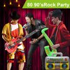 Inflatable Rock Star Toy Set,8 Pack Inflatable Instruments Party Props,Inflatable Guitar Saxophone Boom Box Microphone Mobile Phone for 80's 90's Party Decorations,Rock and Roll Party Favors Supplies
