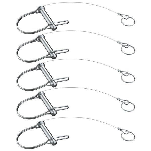 HILILON Trailer Coupler Pin 5/16" x 2-3/4"(Wx L) Trailer Pins Prevents Loss with Plastic Coating Tether（11-1/2"）Quick Release Ring Hitch Pin for Farm Trailers Trailer Towing Lawn 5Pcs