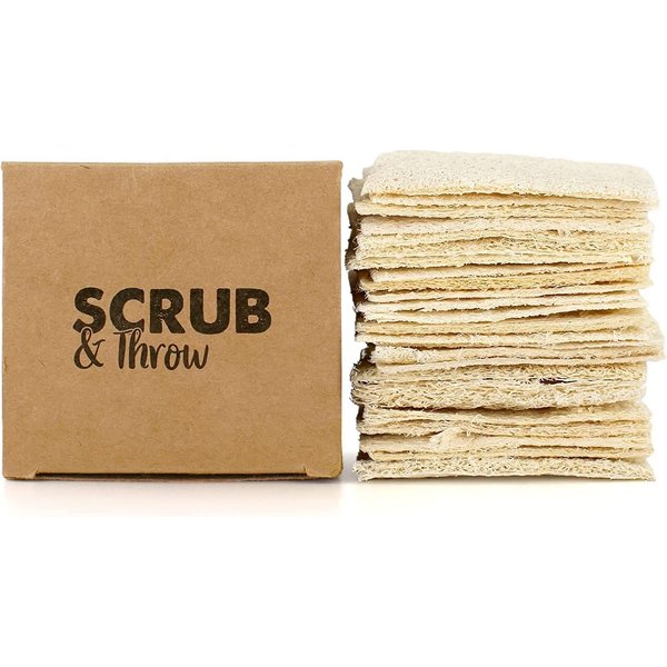 Scrub & Throw Scrub Sponges (30-Pack), Eco-Friendly, All-Purpose Household Natural Loofah Sponges, for Dishes, Cleaning, Biodegradable, Non-Scratch