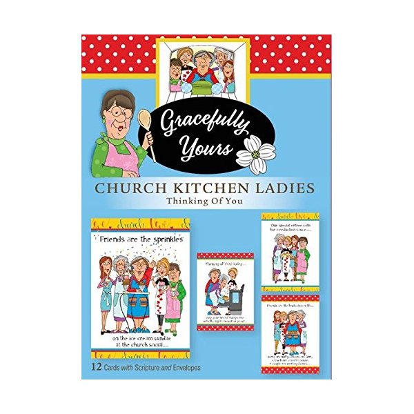 Gracefully Yours Church Kitchen Ladies Thinking of You Greeting Cards Illustrated by Tina Ledbetter, 12, 4 Designs/3 Each with Scripture Message