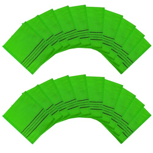 GOLDSANGSA-Korean Bath Towel Washcloth 20pcs/Body Scrub Genuine Exfoliating Bath Mitten Remove Dead Skin(Green)