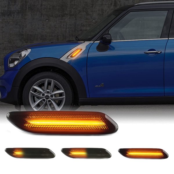 Gempro LED Front Fender Side Marker Lights Assembly Smoke Lens Turn Signal Lamp Replacement for 2011 2012 2013 2014 2015 2016 Mini Cooper R60 R61 Countryman Paceman, 2PCS