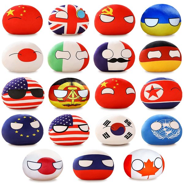 Idyllicallyser 19 PCS Country Balls Plushies，4 inch Country Ball Plushies/Country Ball, Polish Ball Mini Pendant Animated Plush Toy Keychain Boy Girl Gift