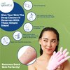 Exfoliating Gloves for Men and Women | Spa-Quality Exfoliation Mitts to Remove Dead Skin & Bumps | Textured Body Scrub Bath and Shower Gloves - Colorful 4 Pair Pack - Pink, Green, Blue, & Purple