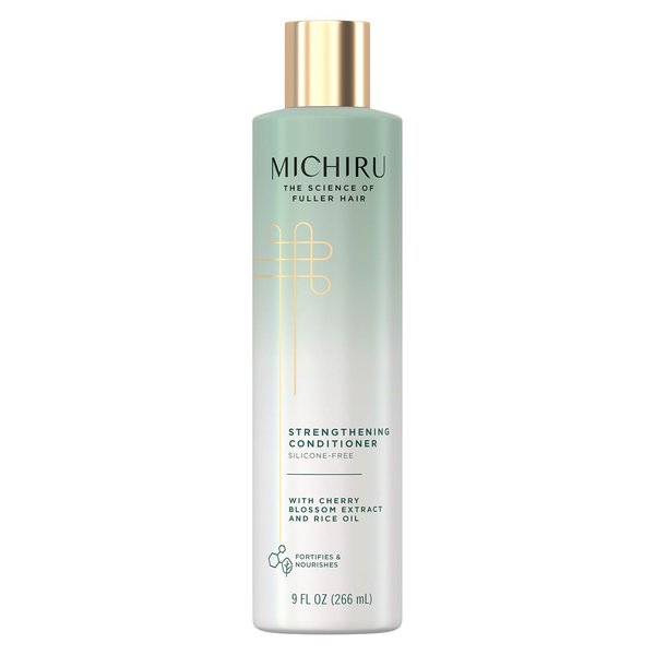 MICHIRU Strength Conditioner – Cherry Blossom & Rice Oil, Nourishing Scalp Treatment for Hair Repair & Hair Strengthening, Sulfate-Free Conditioner for Fine Hair, 9 Oz
