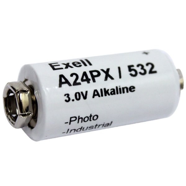 Exell A24PX 3V Alkaline Battery Fits Replaces Polaroid Cameras Models: 103, 104, 125, 135, Polaroid 215, V24PX, RPX24, A24PX, EPX24, 2LR50, 1308AP, NEDA 1308A Eveready 532