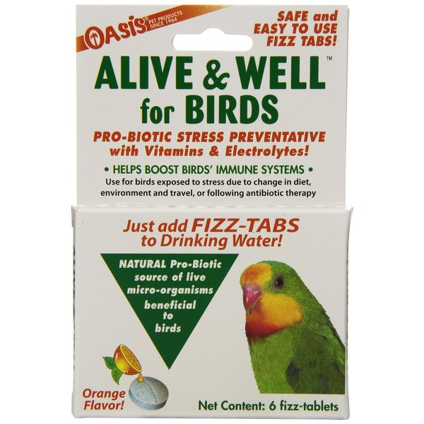 OASIS #80070 Alive and Well, Stress Preventative & Pro-Biotic Tablets for Birds, white, 1 Count (Pack of 1)