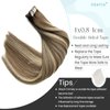 Tape in Hair Extensions,Ombre Ash Brown Highlighted Blonde Hair Extensions Real Human Hair Tape ins Extensions for Women,20 Pieces Double Sided Invisible Tape in Extensions Remy Human Hair 16Inch