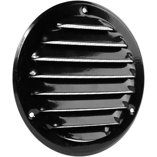 Vent Systems 4" Inch Black Soffit Vent Cover - Pack of 5 - Round Air Vent Louver - Grill Cover - Built-in Insect Screen - HVAC Vents for Bathroom, Home Office, Kitchen