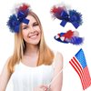 Bohend 4th of July Independence Day Hair Clips Patriotic Mini Hat Barrettes 2PCS American Flag Bow Top Hat Rhinestone Accessories for Celebration Party