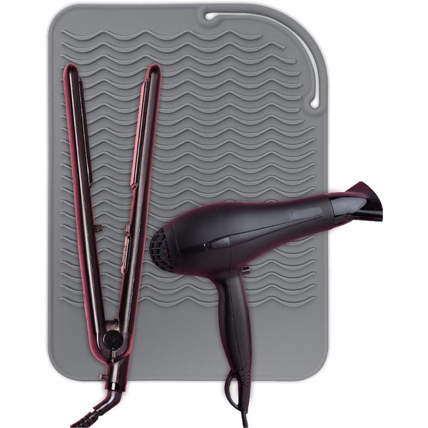 BEZAZZLED Silicone Hair Tool Holder & Heat Mat - Heat Resistant Mat for Hair Tools, Flat Iron, Curling Iron, Anti Heat Pad for Hair Straighteners - Professional Soft Rubber Pad & Flat Iron Cover