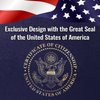 US Citizenship Certificate Holder | US Citizenship Gifts | Naturalization Certificate Padded Holder with Cover. Golden Great Seal of The United States.