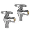Hourleey 2 Pack Angle Stop Valve, Water Shut Off Valve 1/2" PEX x 3/8" OD Compression, Quarter Turn Chrome Plated Brass Valve