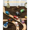 SainSmart Jr. Wooden Train Set Accessories Toy Cars (10 PCS), Compatible with All Major Brands, Gift for Toddlers and Kids Aged 3+