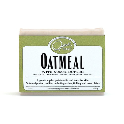 Opas Soap - 100% Natural Oatmeal Soap - UNSCENTED - with Organic Cocoa Butter and Organic Oats - Great for Sensitive Skin, Eczema or Psoriasis - For ALL skin types - Stops the itching and irritation