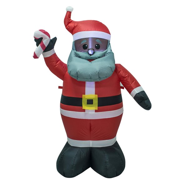 AJY 4FT Dark Brown-Faced Inflatable Santa Built-in LED Light with Buckle Suitable for Christmas Indoor and Outdoor Lawn Decoration