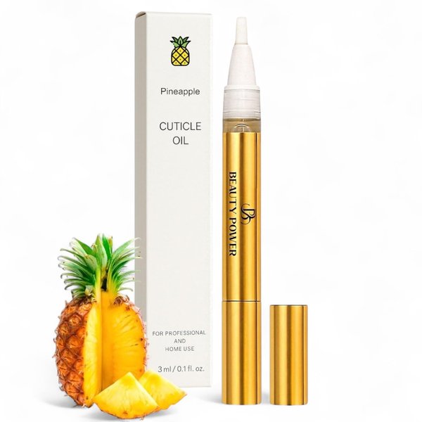 Beauty Power Nail Oil Cuticle Pen - Pineapple - Nail Strengthener & Growth Serum with Vitamin A, D, E, B5, Grapeseed & Natural Oils - Repair for Brittle, Peeling, Thin Nails - Twist Brush Pen