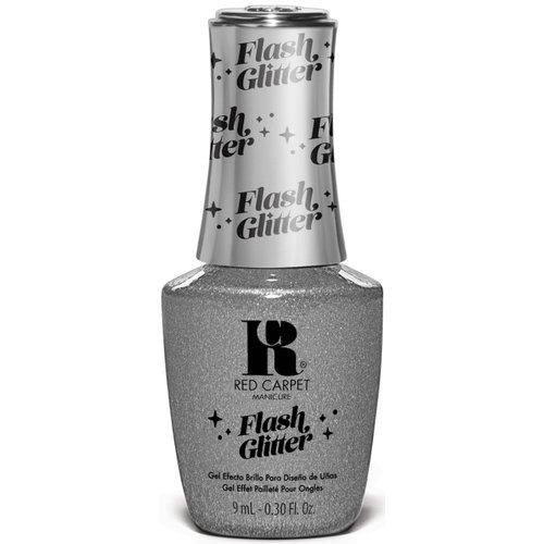 Red Carpet Manicure "Glitter in the Air" Flash Glitter Gel Nail Polish with Silver Reflective Glitter, 0.3 Fl Oz
