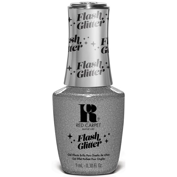 Red Carpet Manicure "Glitter in the Air" Flash Glitter Gel Nail Polish with Silver Reflective Glitter, 0.3 Fl Oz