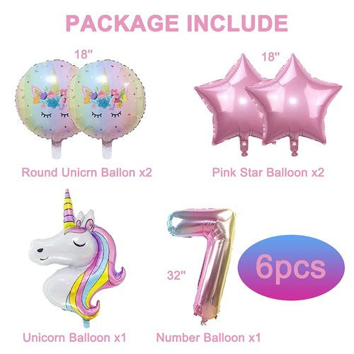 DUILE Unicorn Balloons Unicorn Birthday Party Decorations for Girls Foil Balloons Set Macaron and Rainbow Balloon Wedding Baby Shower Party Supplies (7)