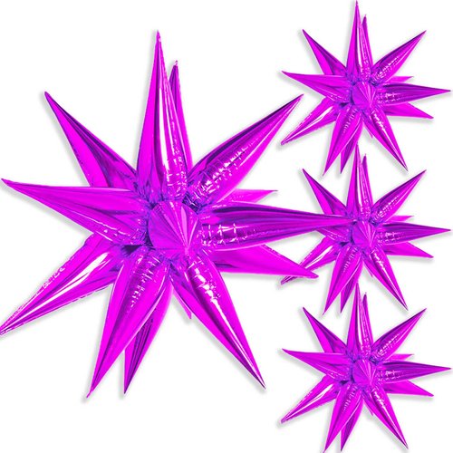 Hot Pink Star Balloons, 40 Pcs Starburst Balloon Thickened, 28 Inch Star Explosion Foil Balloons Metallic for Birthday Graduation Baby Shower Wedding Anniversary Backdrop Decorations Party Supplies