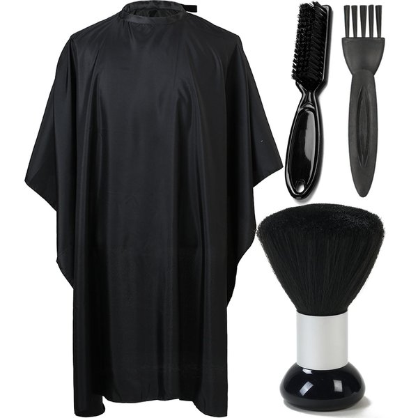 Borogo Professional Hair Cutting Cape with Neck Duster Brush, Adjustable Waterproof Salon Closure Barber Cape Hair Cutting Accessories Black