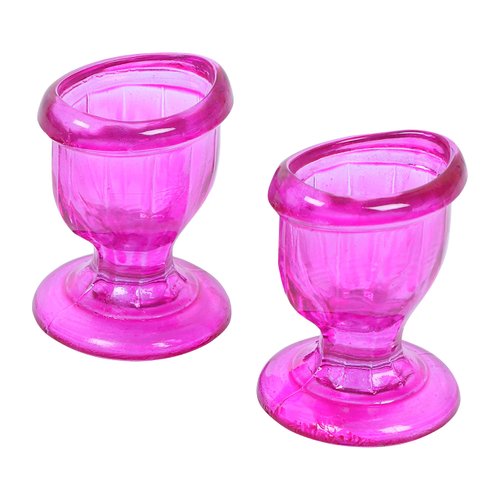 WHOLELIFEOBJECTS Glass Eye Wash Cup with Engineering Design to Fit Eyes for Effective Eye Cleansing - Eye Shaped Rim, Snug Fit Set of 2 (Pink)