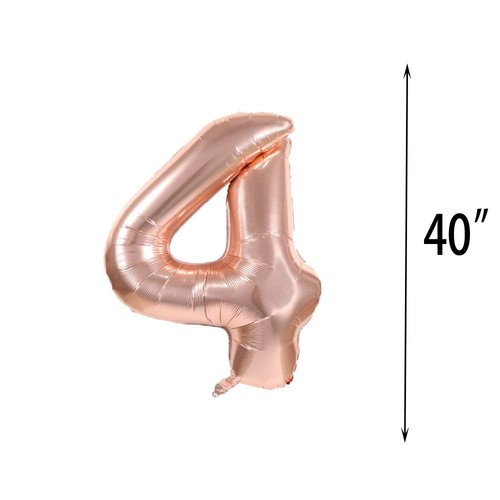 GLZLMM 4th Birthday Balloon 4th Birthday Decorations Rose Gold 4 Balloons Happy 4th Birthday Party Supplies Number 4 Foil Mylar Balloons Latex Balloon for Girls,Boys,Women,Men