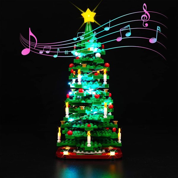VONADO Led Light Kit Compatible with Lego Christmas Tree 40573(No Model),Decoration Lighting Kit Compatible with Lego Christmas Tree Building Toy Block (Music Version)