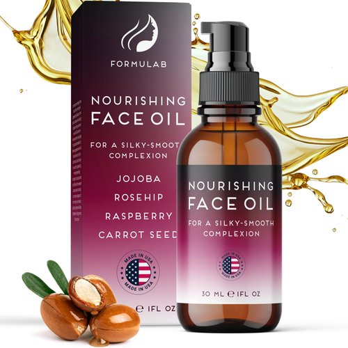 FORMULAB New 2024 - Face Oil, Rosehip Oil for Face, Hydrating Face Oil for Women and Men Skin Oil, Facial Oil for Dry Skin, Jojoba Oil for Face, Glow Face Oil 1oz