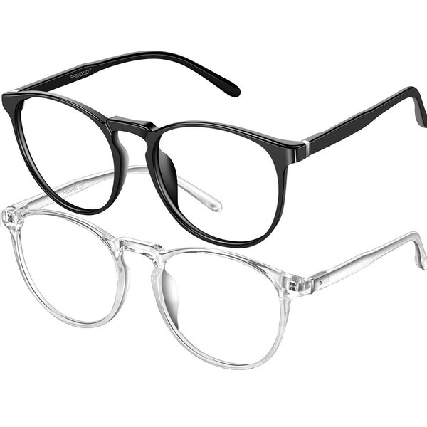 FEIYOLD Blue Light Blocking Glasses Women/Men,Retro Round Anti Eyestrain Computer Gaming Glasses(2Pack)