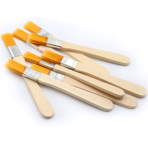 LBY 10pcs Household Cleaning Dusting Brush,135mm(5.31'') Paint Brush Small Size Keyboard Brush Computer Notebook Dusting Brush, Yellow Natural Bristles, Wooden Handle
