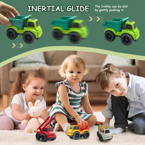 Toddler Car Toys for 1-3 Year Old, 4 Pcs Dump Truck Toys and Mixer Cement,BPA Free Outdoor Toys for Toddlers,Christmas Birthday Gifts for Toddler Boy Girl 3-4