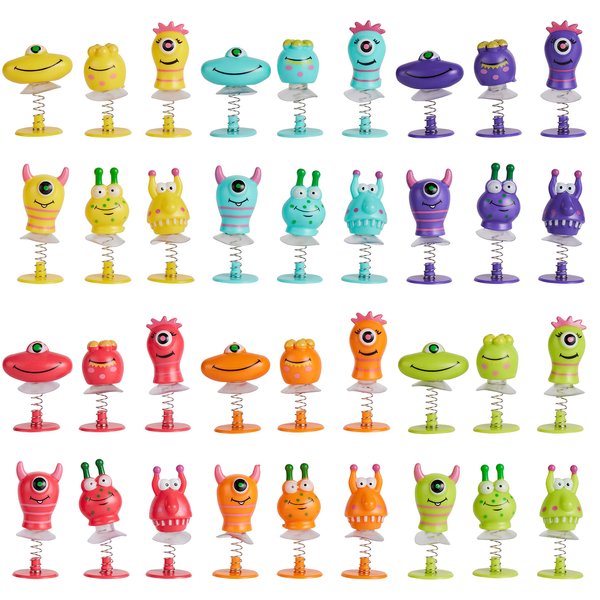 THE TWIDDLERS - 36 Monster Spring Jump Up Pop Up Toys for Kids, 2" - Spring Launchers Birthday Party Favor Toys for Kids, Jumping Popper Bouncy Toy, Classroom Prizes, Party Bag Fillers for Kids