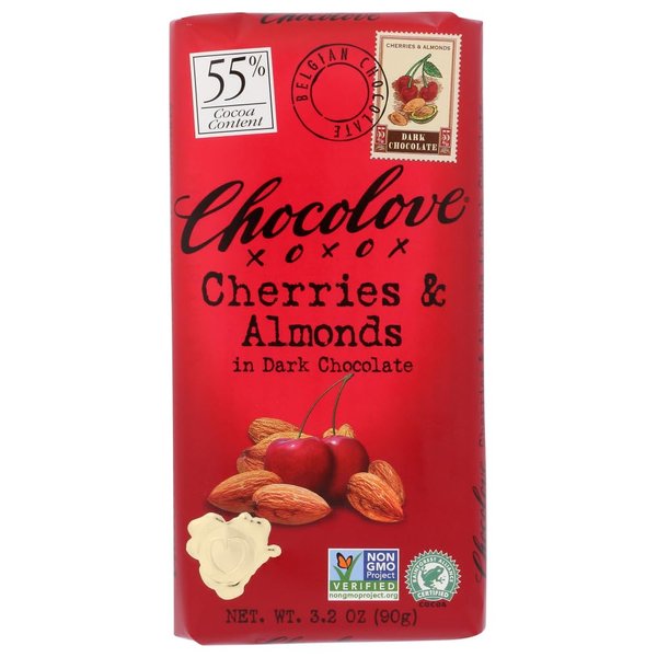 Chocolove Chocolate Bar, Cherries and Almonds in Dark Chocolate, 3.2 Ounce (Pack of 3)