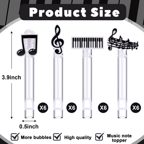 WinnerWhy 24 Pcs Music Note Bubble Wands Mini Bubble Wands Music Bubbles Party Favors Bulk Musical Theme Party Toys Gifts for Birthday Wedding Baby Shower and Anniversaries