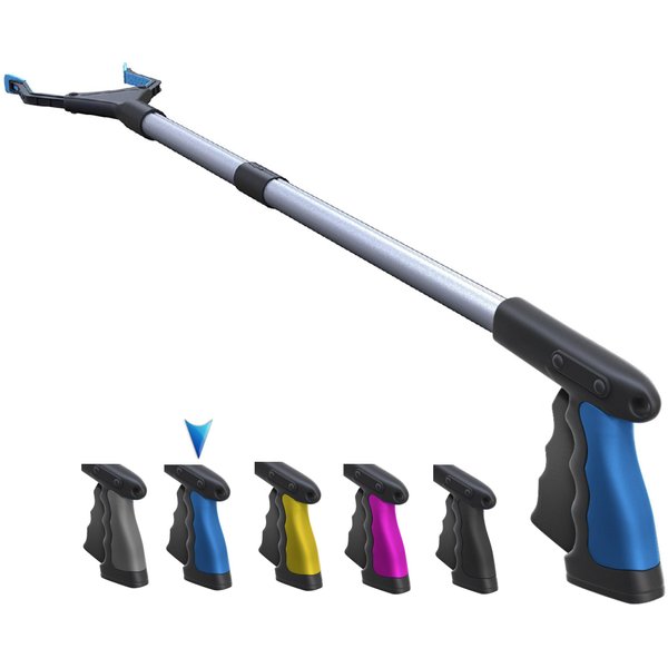 FitPlus PowerGrip T9, Grabber Reacher Tool, Wide Jaw, Foldable, Steel Cable, with 96 Grip Points for Firm Grip, 32" with Magnet