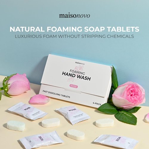 MAISONOVO 4 Pack Rose Scent Foaming Hand Soap Tablets