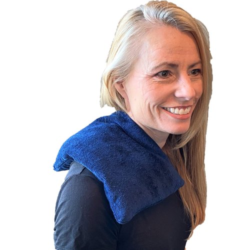 Microwavable Heating Pad, Rice Filled, Plush Cotton Cover, Natural, No Scents Added, Handcrafted in The USA, Back, Neck Pain, Arthritis, Cramps (Navy Blue)