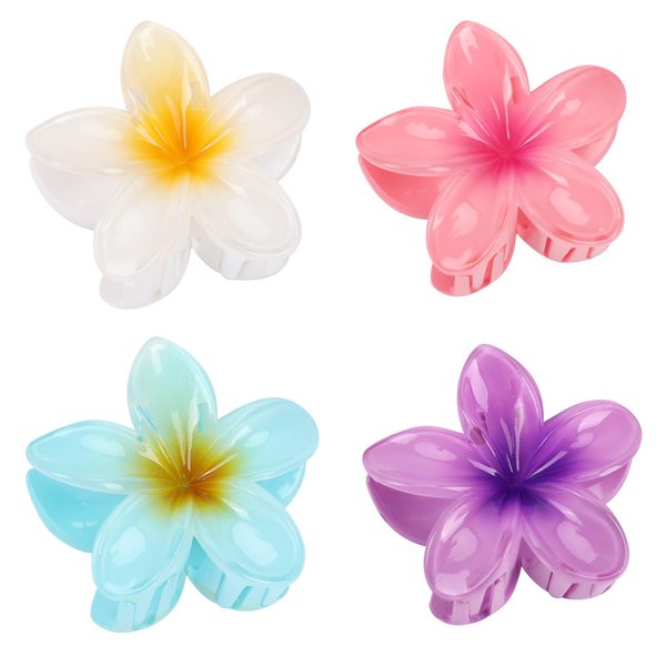 4PCS 3D Effect Flower Hair Clips Set【NO Damage】【Strong Grip】【Non-Slip】Hair Clips For Thin Hair/Thick Hair，Flower Claw Clips For Women，Multicolor A