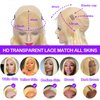 Gemlong Blonde Bob Wig Human Hair 613 Lace Front Bob Wigs Human Hair 13x4 HD Transparent Lace Front Wigs Human Hair Pre Plucked With Baby Hair Glueless Short Straight Bob Wigs for Black Women 10 Inch