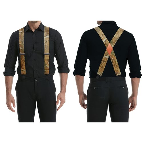 QCWQMYL 2" Camo Suspenders for Men Heavy Duty Work Strong Clips Skip Hunting Men's Camouflage Suspenders Big and Tall Braces