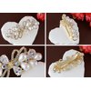 Alilang Baroque Style Pearl Golden Tone Hairpin Bow Tie Crystal Rhinestone Hair Barrette Clip