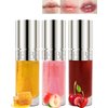 Lip Glow Oil Kit-3 Colors Moisturizing Tinted Lip Gloss,Hydrating Comfort Oil Lipgloss Big Brush Head Lip Tint Stain, Clear Plumping Lipstain,Non-sticky Glow Reviver Lip Care Oil for Women-Set A