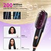 Doortian Mini Hair Straightening Iron with Built-in Comb for travel, Portable Hair Straightener Brush, Ionic Hot Comb Straightener for Women (Rose Gold)