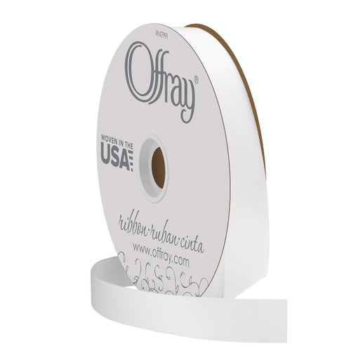 Berwick Offray 7/8" Wide Double Face Satin Ribbon, White, 100 Yards