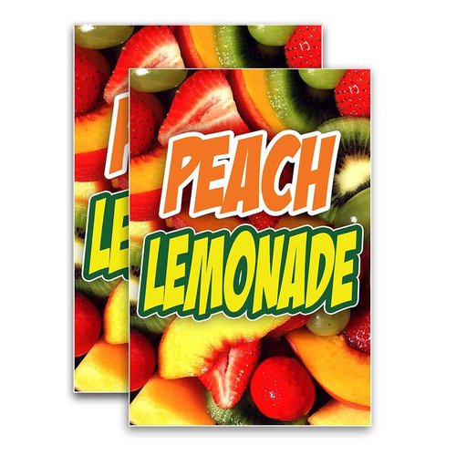 Organic Peach Lemonade (24" X 36") Vinyl Decal Only (Pack of 2) |Sign|Sticker|Poster