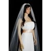 Bridal Veil White 1 Tier Cathedral Length With Clear Bead And Seed Bead on Edge
