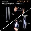 UNA GELLA Extra Long Tapered Sqaure Nail Tips Full Cover 504pcs No C Curve Clear Gel Nail Tips XXL Long Straight Nails Tips Acrylic Nails Long Square Gel X Nails for DIY Nail Art 12 Sizes