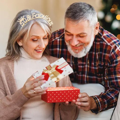 CHANACO 50th Birthday Crown Birthday Tiara Rhinestone Headband 50th Birthday Gifts for Women Hair Accessories Happy Birthday Party Decorations